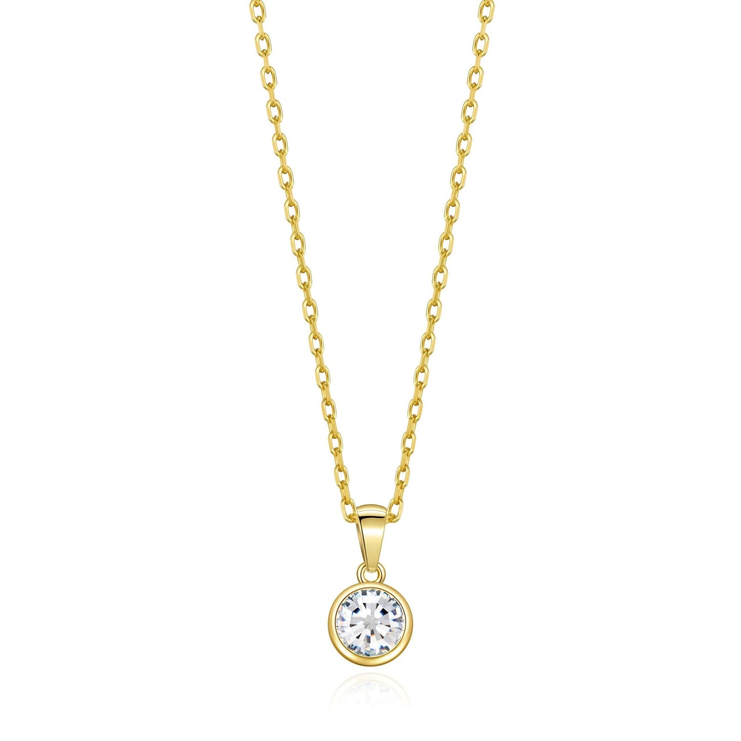 Collier plaqué or 18 carats avec pierre de naissance d'avril (Diamant) orné de cristaux Zircondia®
