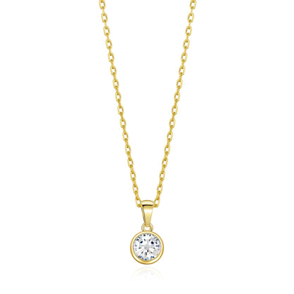 Collier plaqué or 18 carats avec pierre de naissance d'avril (Diamant) orné de cristaux Zircondia®