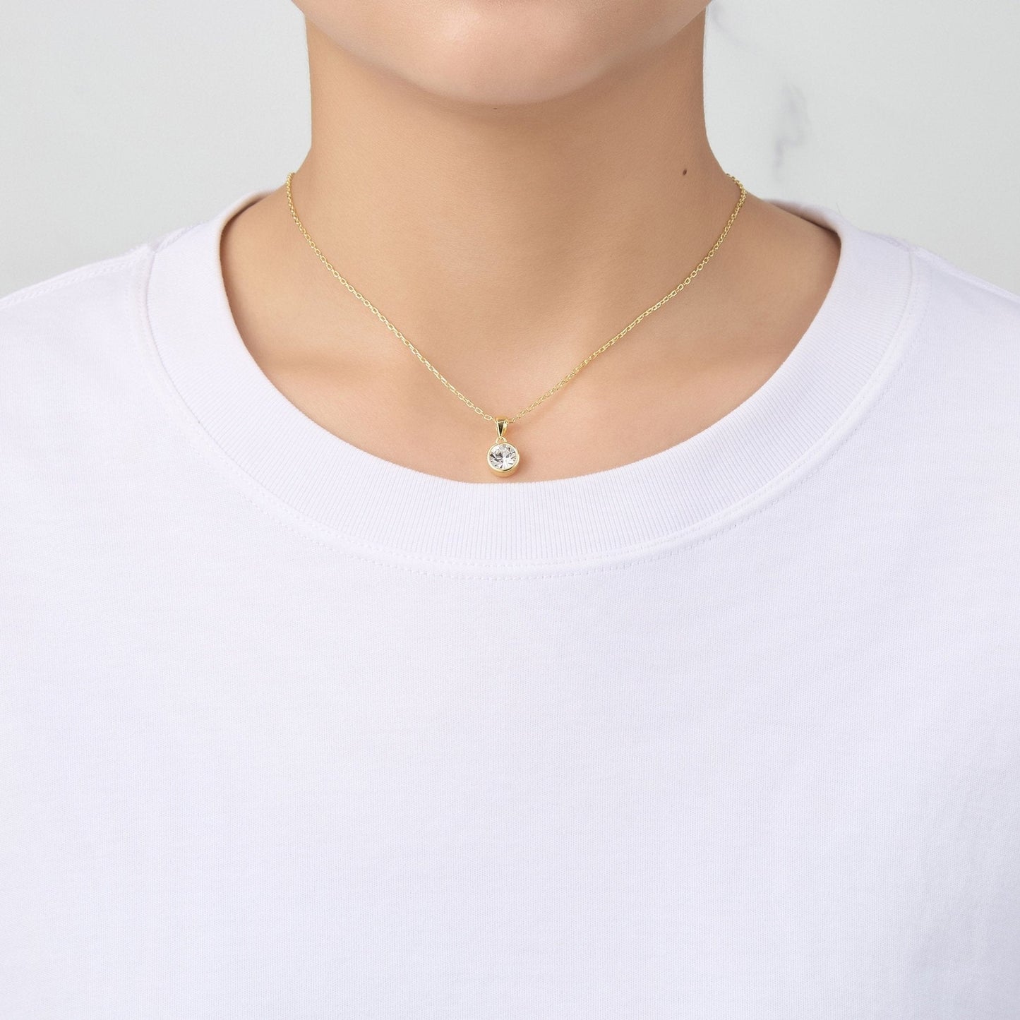 Gold Plated April (Diamond) Birthstone Necklace & Earrings Set Created with Zircondia® Crystals