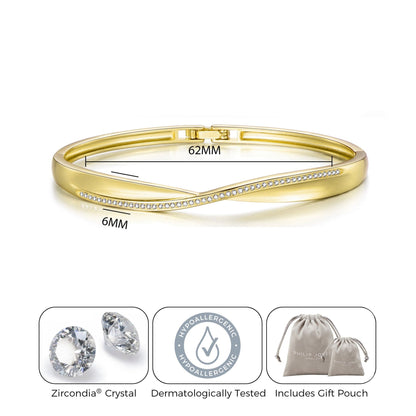 Gold Plated Arc Bangle Created with Zircondia® Crystals (7 Inch)
