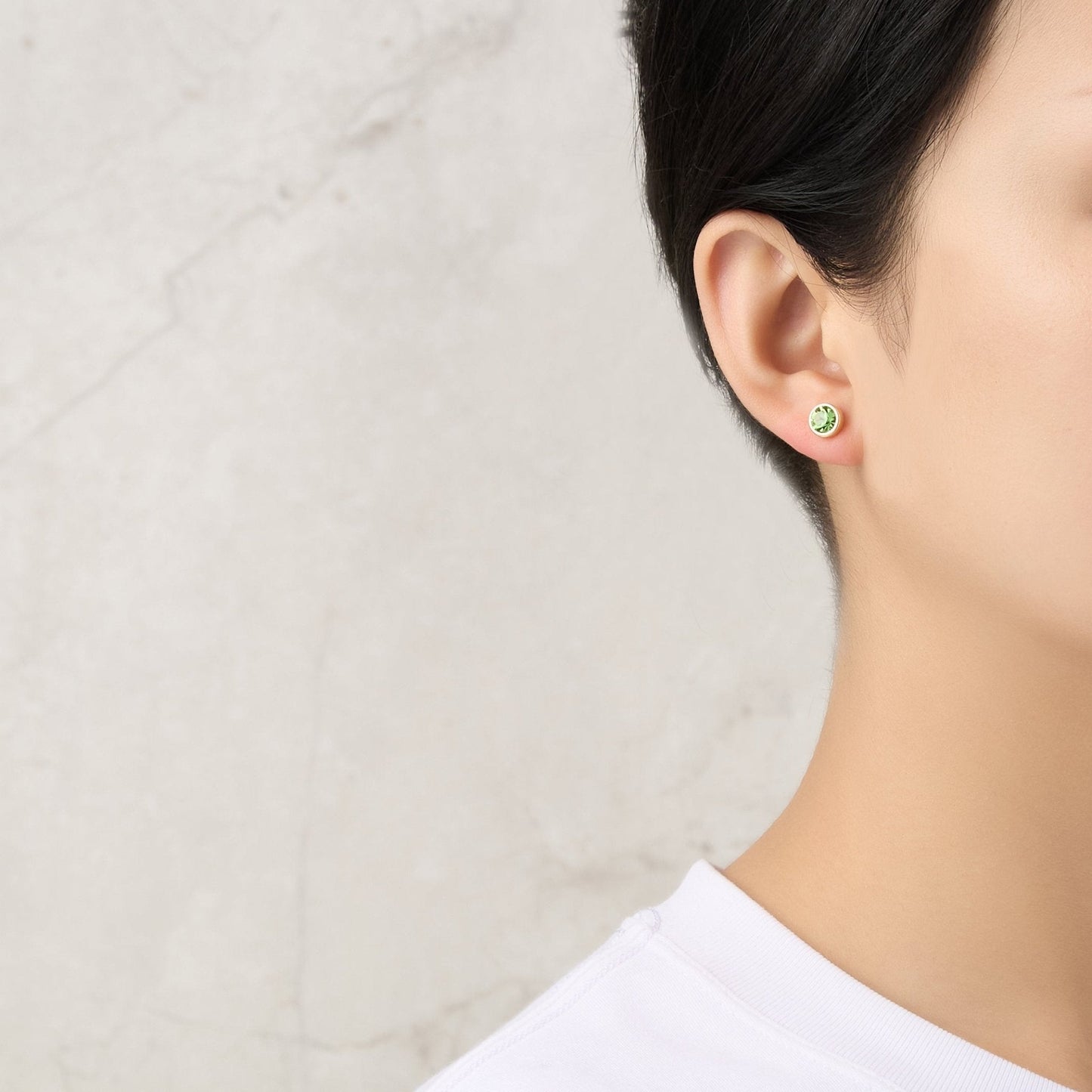 18k Gold Plated August (Peridot) Birthstone Earrings Created with Zircondia® Crystals