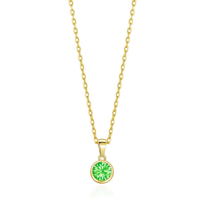Gold Plated August (Peridot) Birthstone Necklace Created with Zircondia® Crystals
