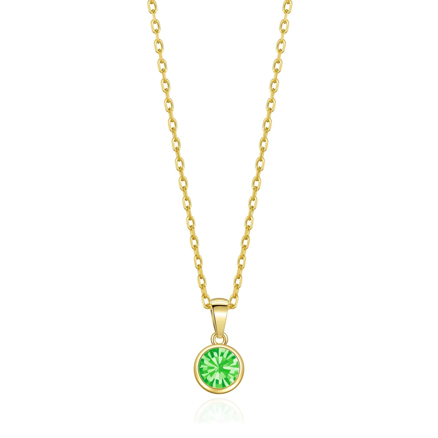 Collier en Plaqué Or 18 carats avec Pierre de Naissance d'Août (Péridot) Créé avec des Cristaux Zircondia®