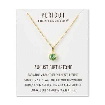 Gold Plated August (Peridot) Birthstone Necklace Created with Zircondia® Crystals