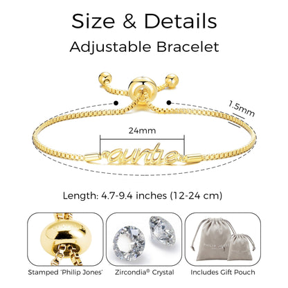 Gold Plated Auntie Bracelet Created with Zircondia® Crystals