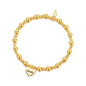 Gold Plated Auntie Heart Charm Beaded Stretch Bracelet