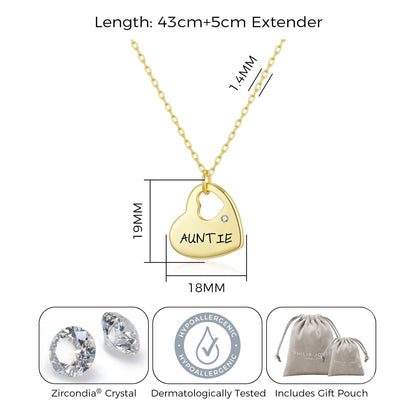 Gold Plated Auntie Heart Necklace Created with Zircondia® Crystals
