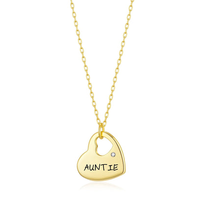 Gold Plated Auntie Heart Necklace Created with Zircondia® Crystals