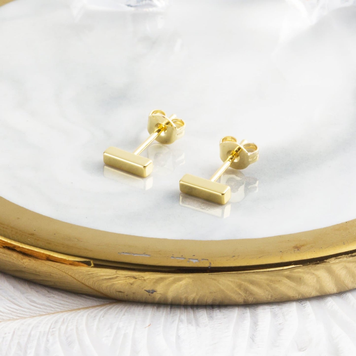 Gold Plated Bar Earrings