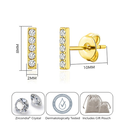 Gold Plated Bar Earrings Created with Zircondia® Crystals