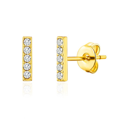 Gold Plated Bar Earrings Created with Zircondia® Crystals