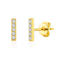 Gold Plated Bar Earrings Created with Zircondia® Crystals