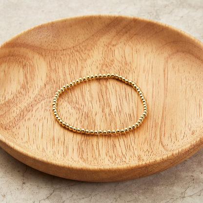 Gold Plated Small Beaded Stretch Bracelet