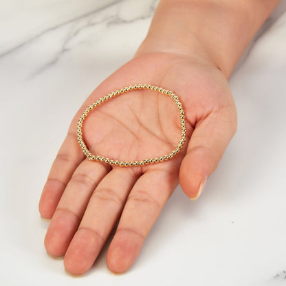 Gold Plated Small Beaded Stretch Bracelet