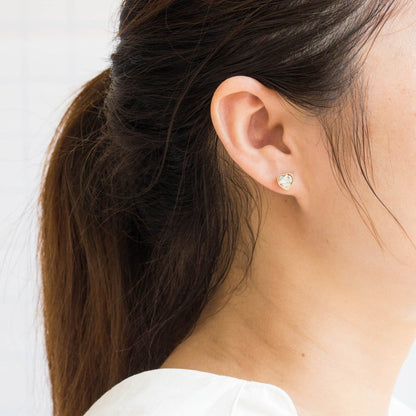 Gold Plated Bezel set Heart Earrings Created with Zircondia® Crystals