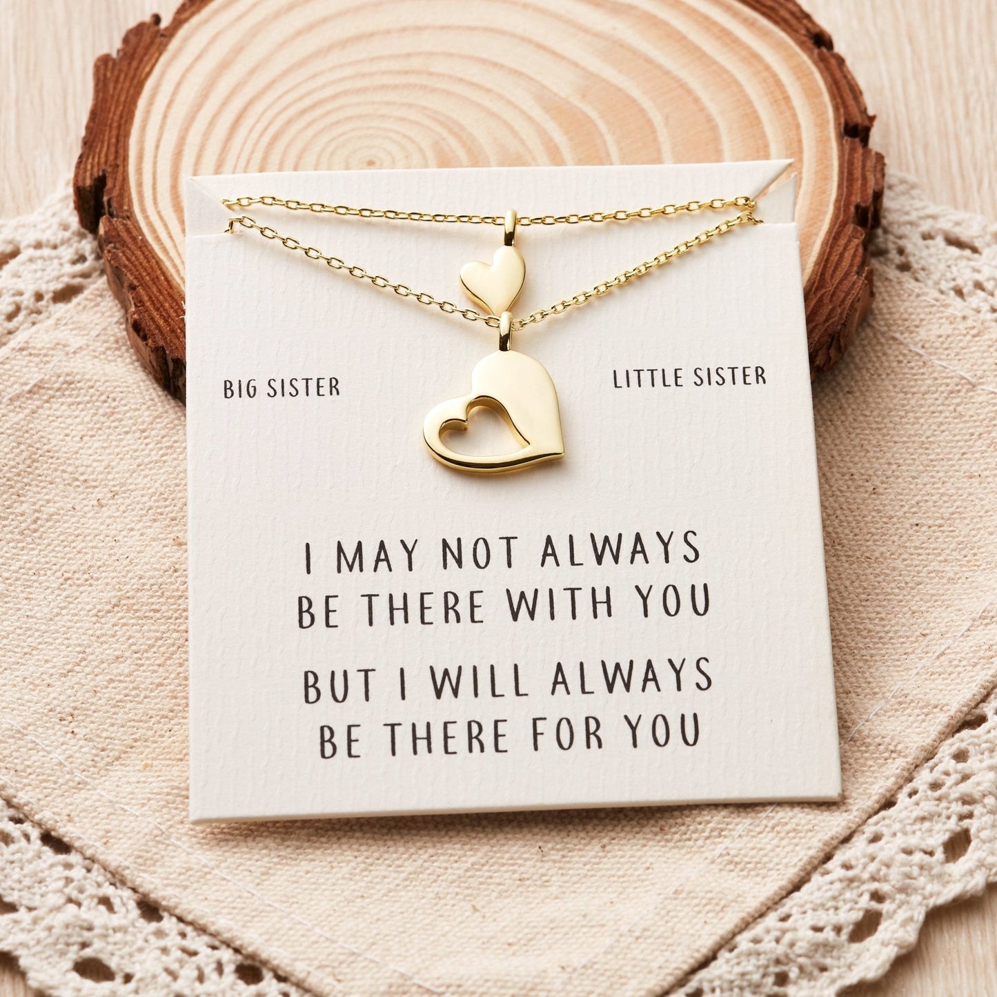 Gold Plated Big Sister Little Sister Piece of My Heart Necklace Set