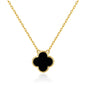 Gold Plated Black Onyx Gemstone Clover Necklace