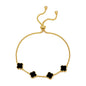 Gold Plated Black Onyx Multi Clover Friendship Bracelet