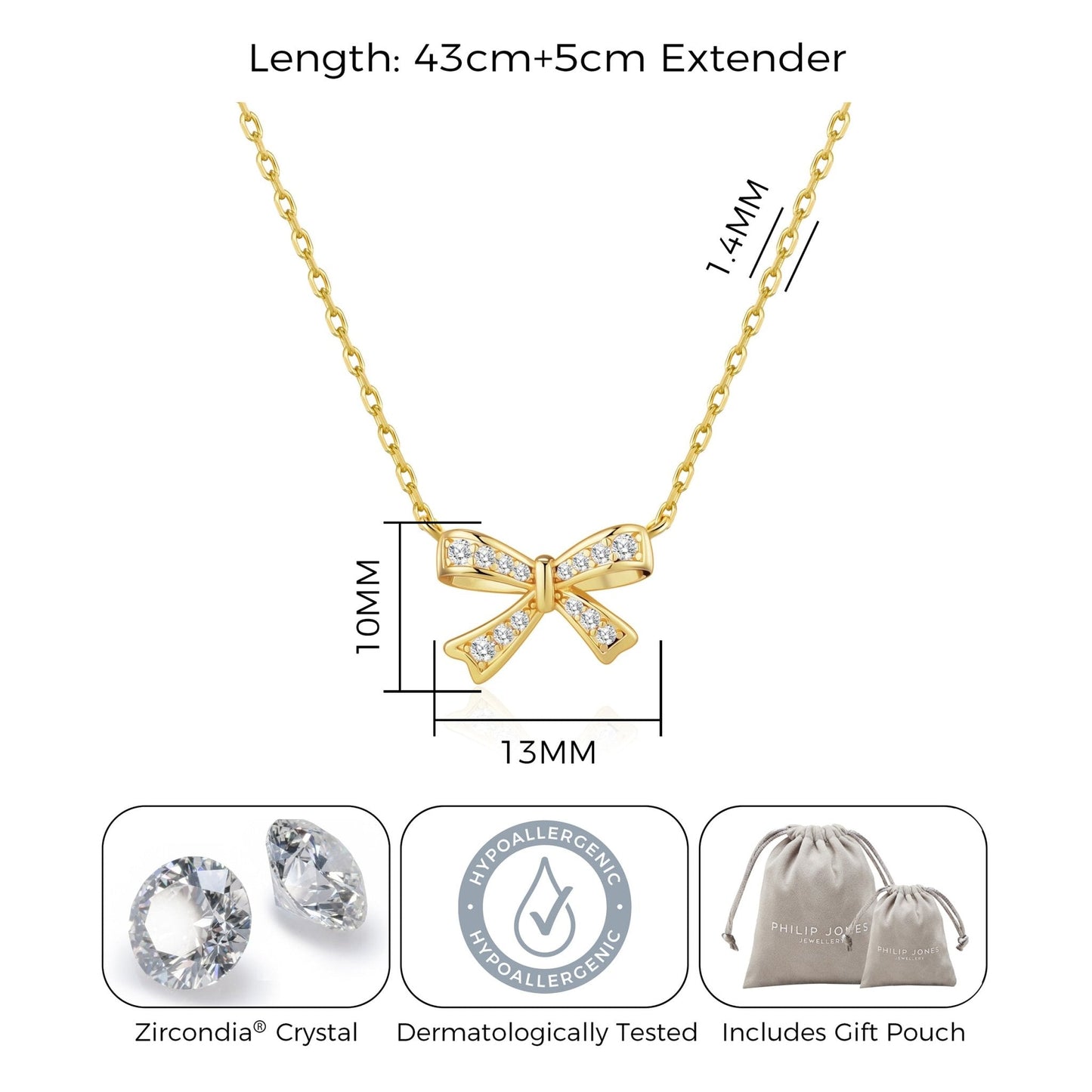 Gold Plated Bow Necklace Created with Zircondia® Crystals