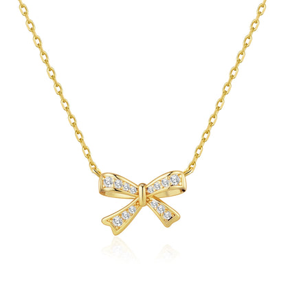 Gold Plated Bow Necklace Created with Zircondia® Crystals