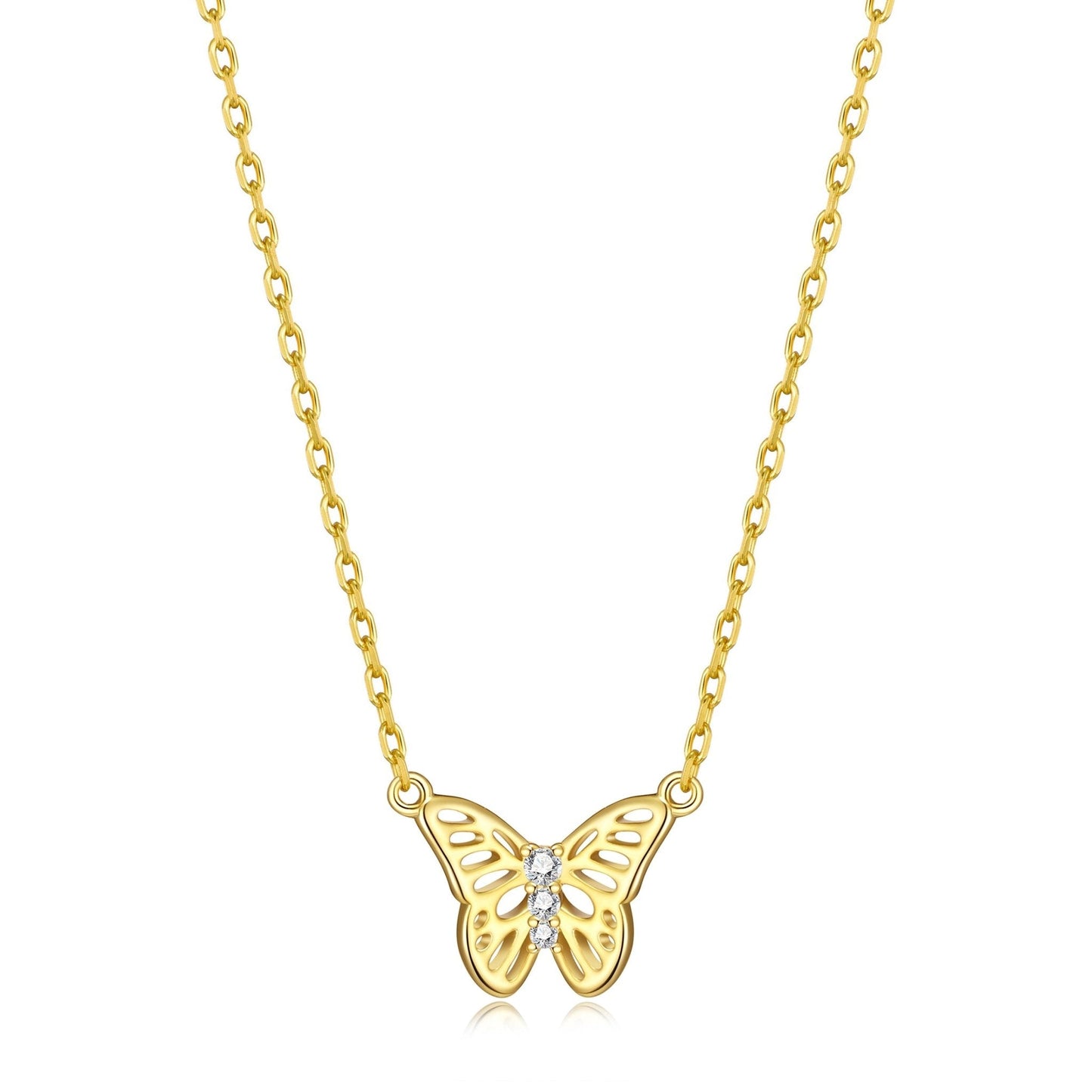 Gold Plated Butterfly Necklace Created with Zircondia® Crystals