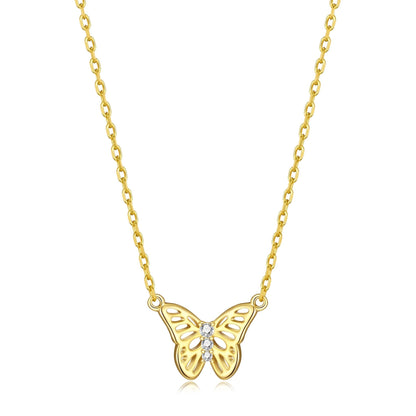 Gold Plated Butterfly Necklace Created with Zircondia® Crystals