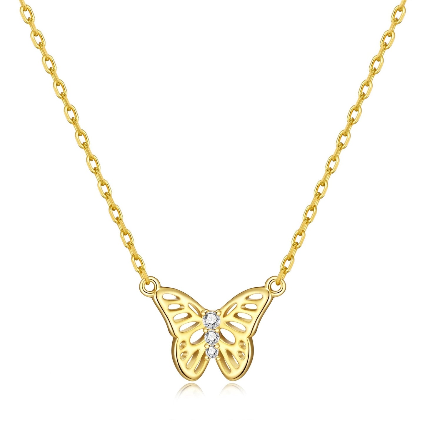 Gold Plated Butterfly Necklace Created with Zircondia® Crystals