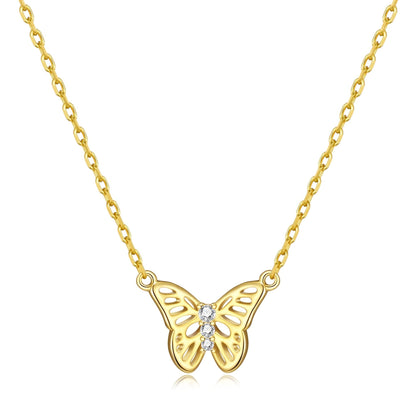 Gold Plated Butterfly Necklace Created with Zircondia® Crystals