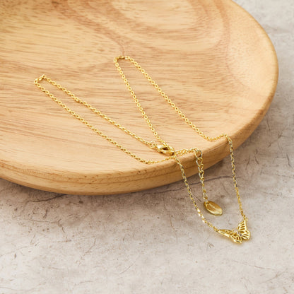 18k Gold Plated Butterfly Necklace Created with Zircondia® Crystals