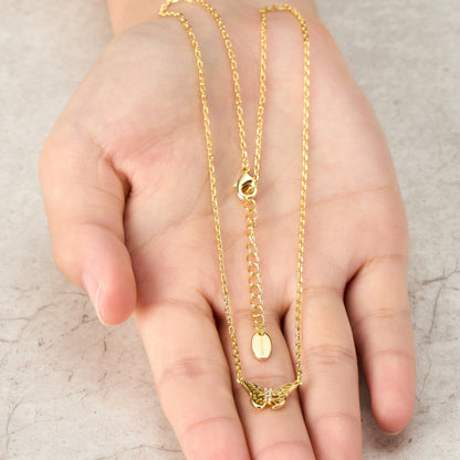 18k Gold Plated Butterfly Necklace Created with Zircondia® Crystals