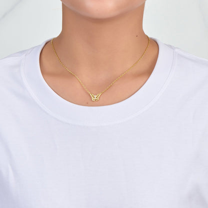 Gold Plated Butterfly Necklace Created with Zircondia® Crystals