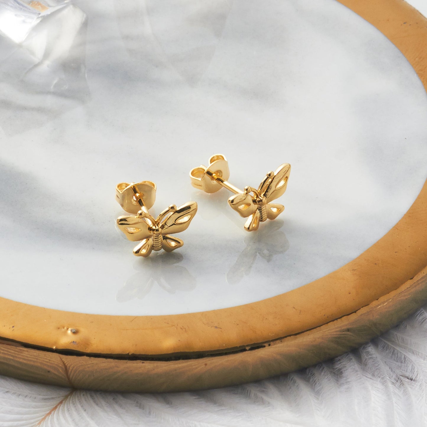 Gold Plated Butterfly Stud Earrings