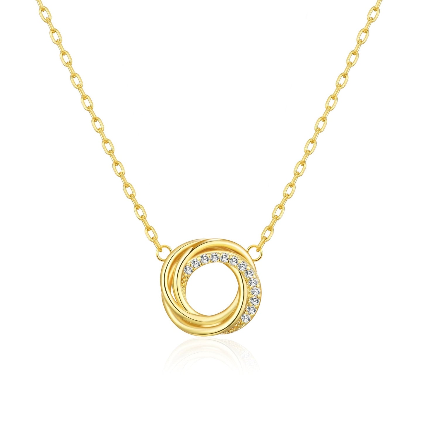 Gold Plated Circle Knot Necklace Created with Zircondia® Crystals