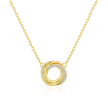 Gold Plated Circle Knot Necklace Created with Zircondia® Crystals