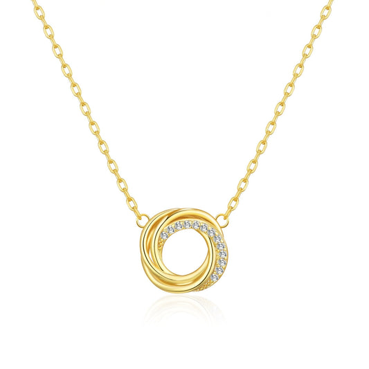 Gold Plated Circle Knot Necklace Created with Zircondia® Crystals