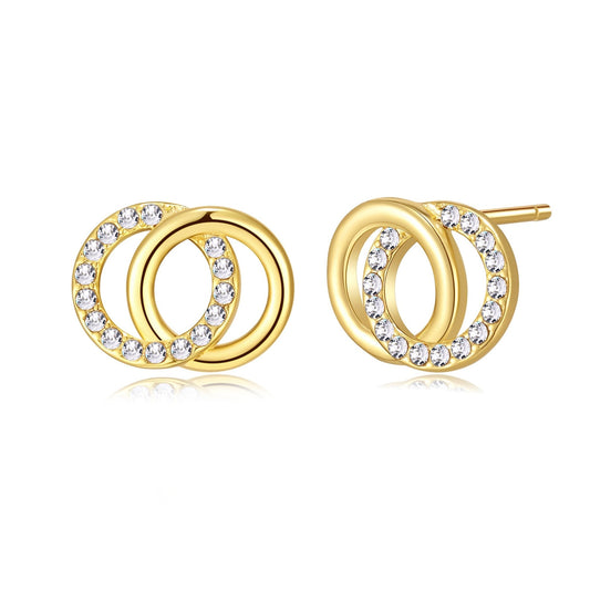 Gold Plated Circle Link Earrings Created with Zircondia® Crystals