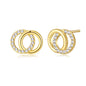Gold Plated Circle Link Earrings Created with Zircondia® Crystals