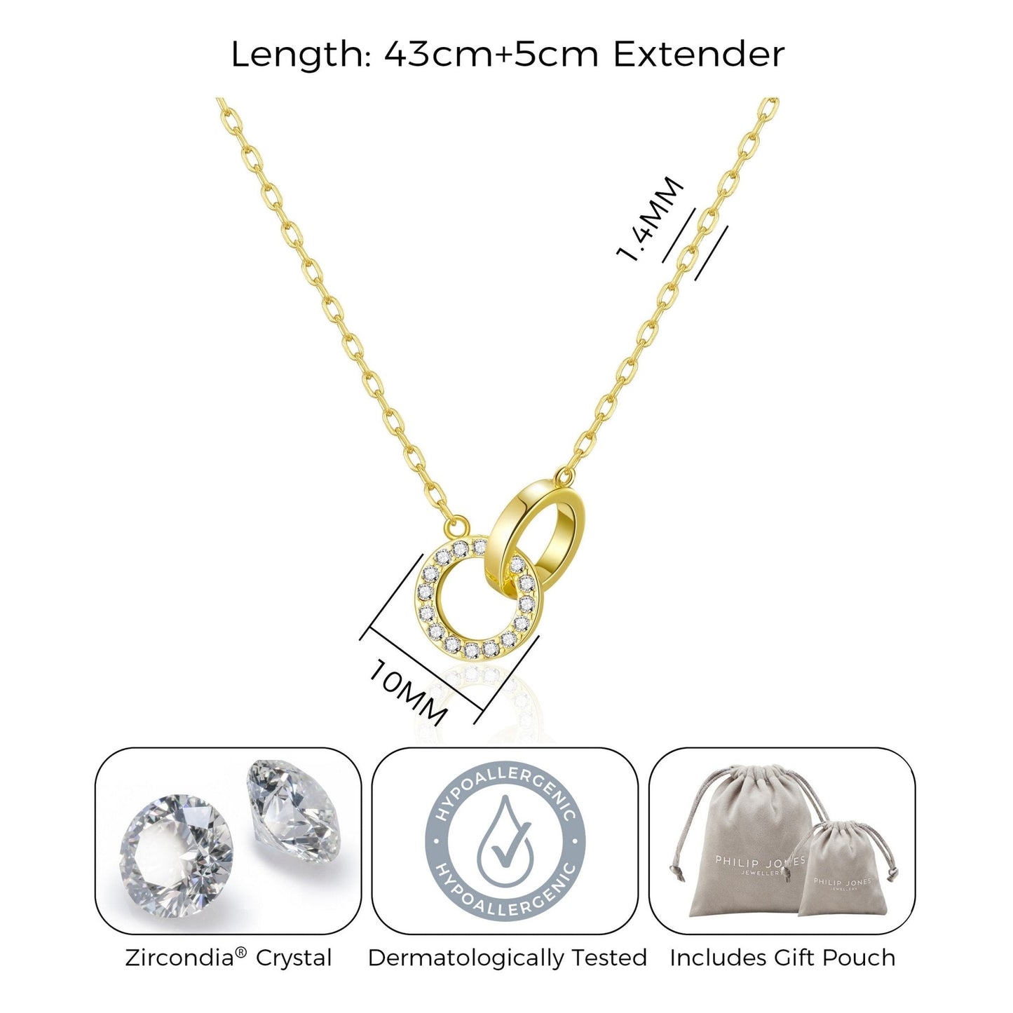 Gold Plated Circle Link Necklace Created with Zircondia® Crystals