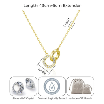 18k Gold Plated Circle Link Necklace Created with Zircondia® Crystals