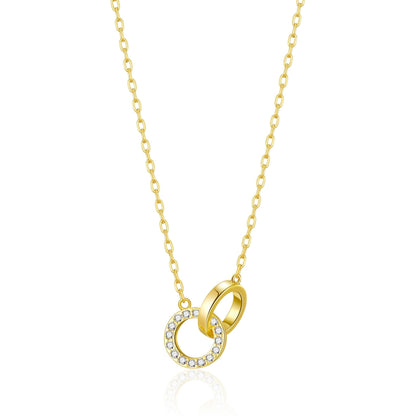 Gold Plated Circle Link Necklace Created with Zircondia® Crystals