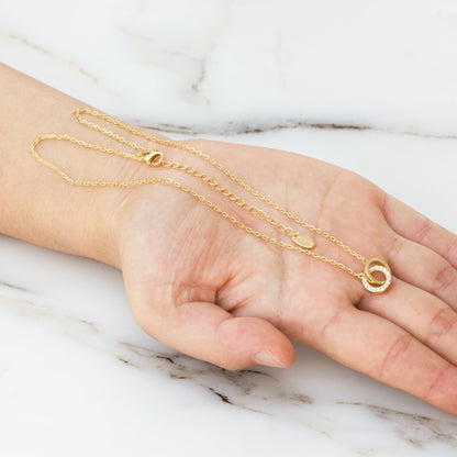Gold Plated Circle Link Necklace Created with Zircondia® Crystals