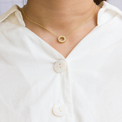 Gold Plated Circle of Life Necklace Created with Zircondia® Crystals