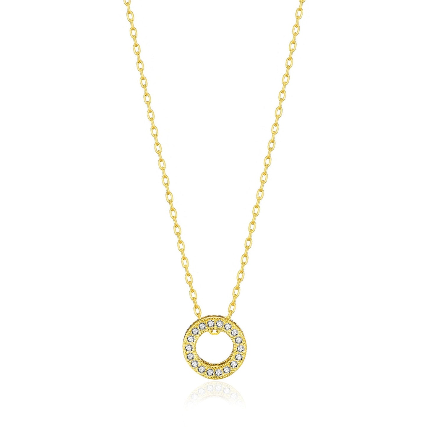 Gold Plated Circle of Life Necklace Created with Zircondia® Crystals