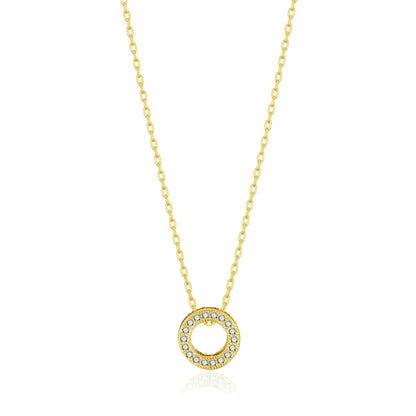 Gold Plated Circle of Life Necklace Created with Zircondia® Crystals