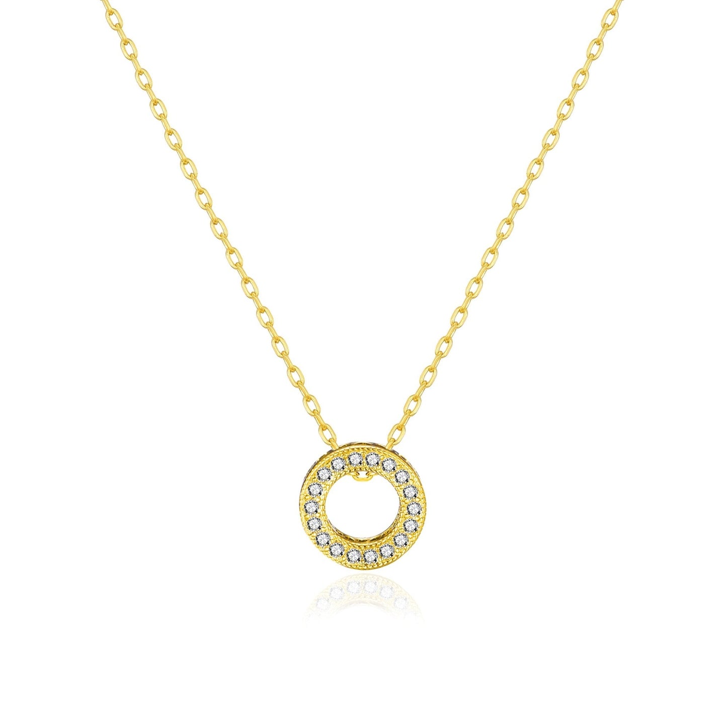 Gold Plated Circle of Life Necklace Created with Zircondia® Crystals