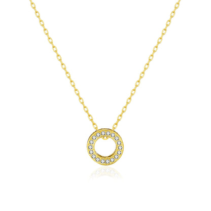 Gold Plated Circle of Life Necklace Created with Zircondia® Crystals