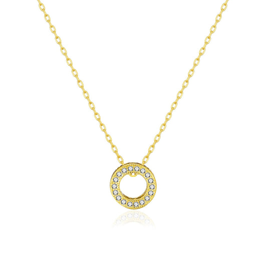 Gold Plated Circle of Life Necklace Created with Zircondia® Crystals