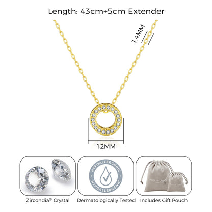 Gold Plated Circle of Life Necklace Created with Zircondia® Crystals