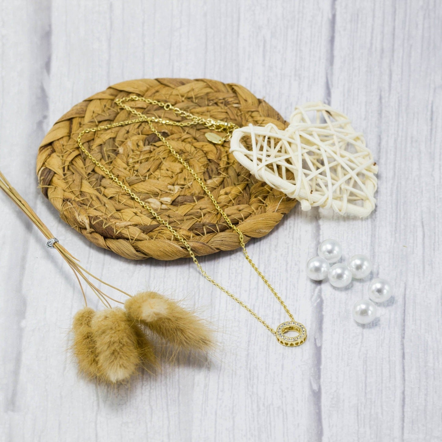 Gold Plated Circle of Life Necklace Created with Zircondia® Crystals