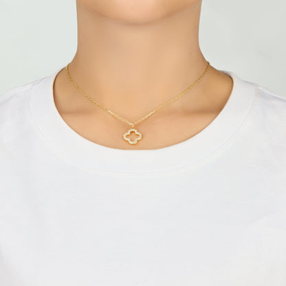 18k Gold Plated Clover Necklace Created with Zircondia® Crystals